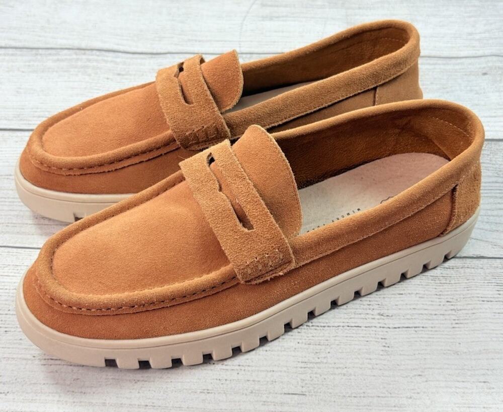 Suede Penny
 Loafers in Camel Brown - Women's Flats